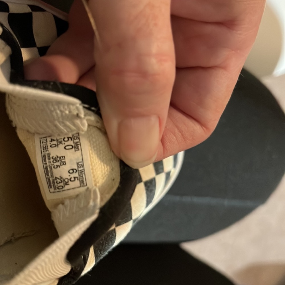 Vans size 6.5 black and white slip ons - Picture 4 of 5